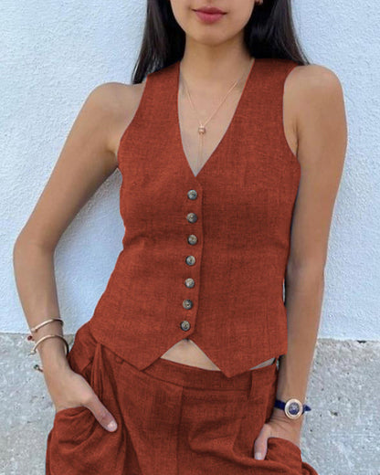 NTG Fad S / Orange LINEN LADIES VEST -(Hand Made)