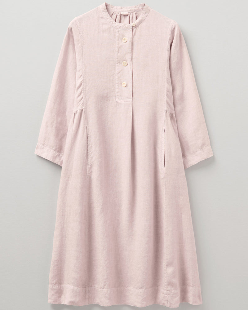 NTG Fad S / Pink Garment Dyed Linen Shirt Dress-(Hand Make)