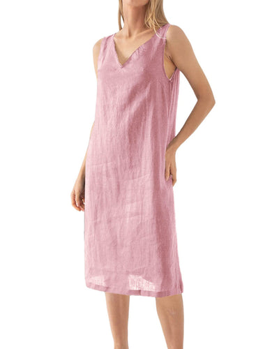 NTG Fad S / Pink Women’s 100% Linen Sleeveless Dress