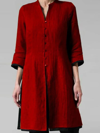 NTG Fad S / red Irregular Cotton And Linen Shirt Cardigan