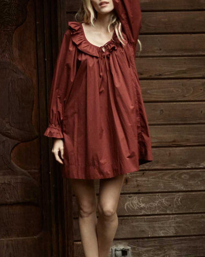 NTG Fad S / Red Loose Casual Dress-(Hand Make)