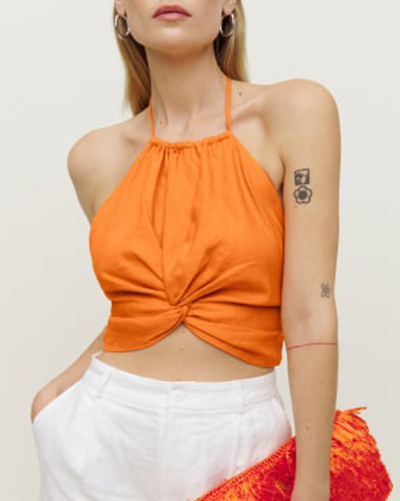 NTG Fad S / Tangerine Adjustable, backless linen top-(Hand Make)