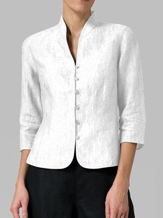NTG Fad S / white Cotton And Linen Waist Slim Fashion Small Coat