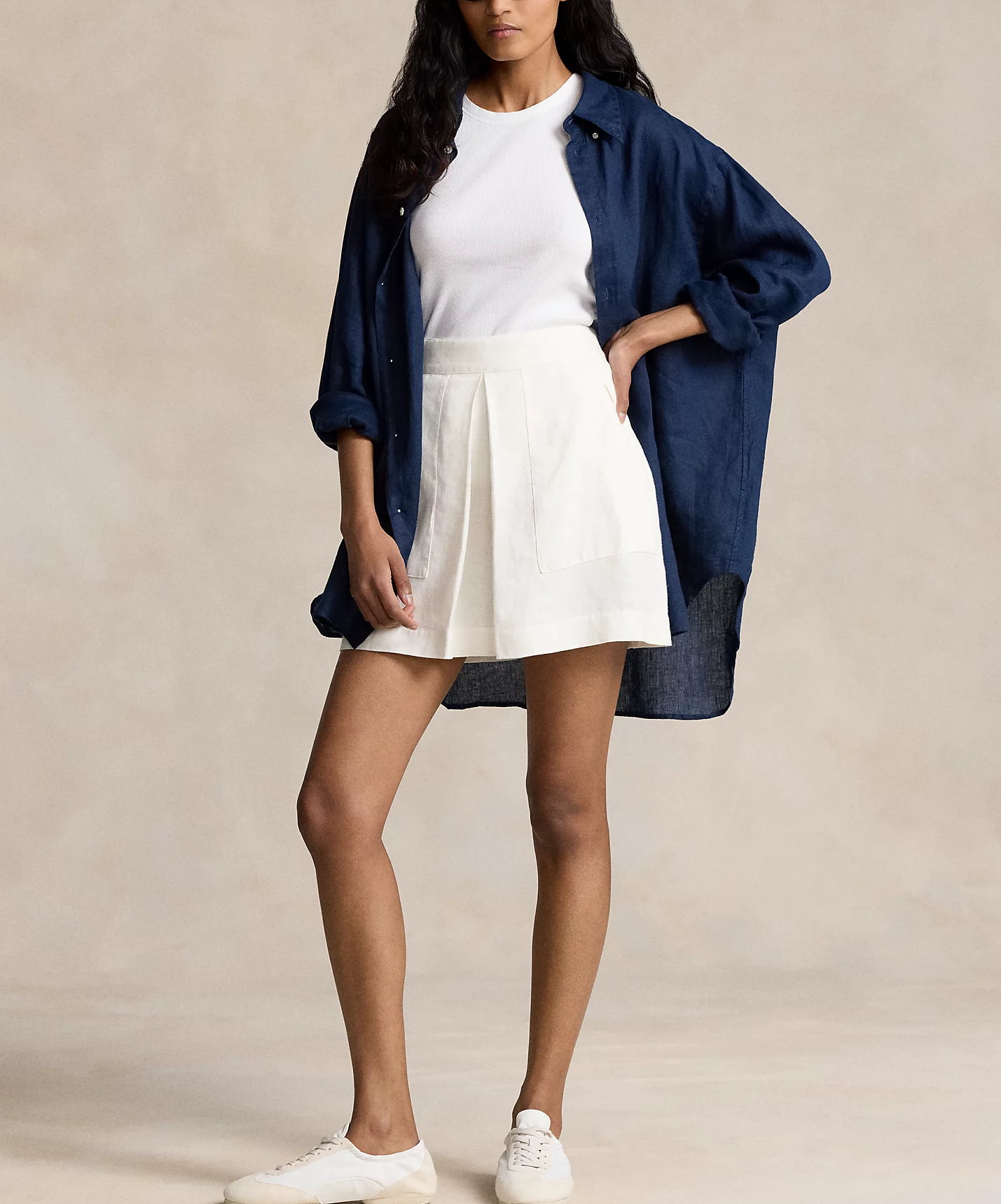 NTG Fad S White Linen Blend Mini Skirt