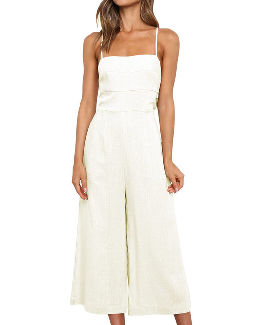 NTG Fad S / White Women's White Lace-Up Jumpsuit-(Hand Made)