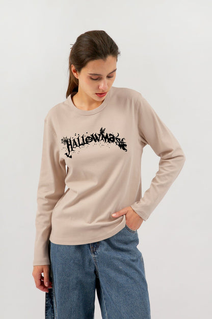 NTG Fad Sand- long sleeve / S US letter Western Halloween Sweatshirt for Women