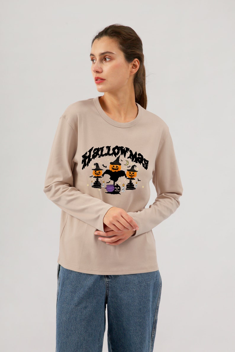 NTG Fad Sand- long sleeve / S US letter Western Halloween Sweatshirt for Women