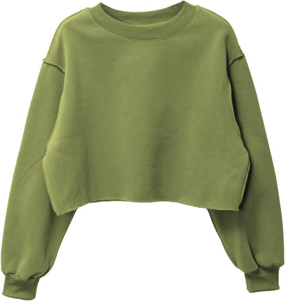 NTG Fad Sap Green / X-Large Women Cropped Long Sleeves Pullover Fleece Crop Tops