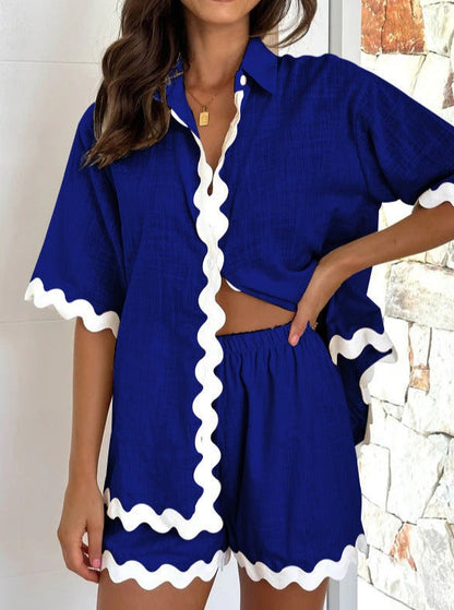 NTG Fad Sapphire Blue / S Simple and fashionable short shirt casual suit