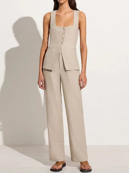 NTG Fad Set / S Fashion vest cotton linen pants suit
