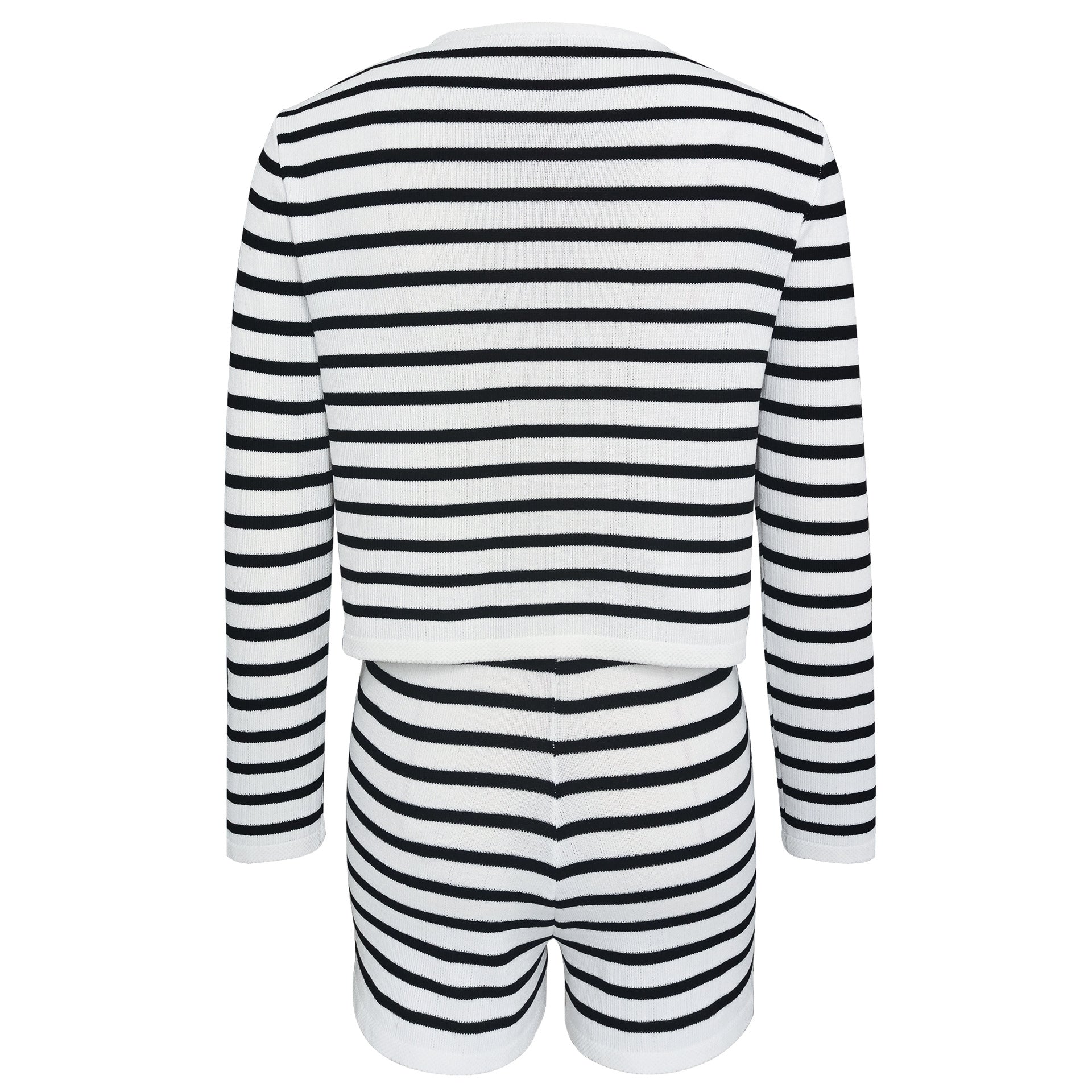 NTG Fad SETS Striped crew neck knitted cardigan fashionable casual sweater