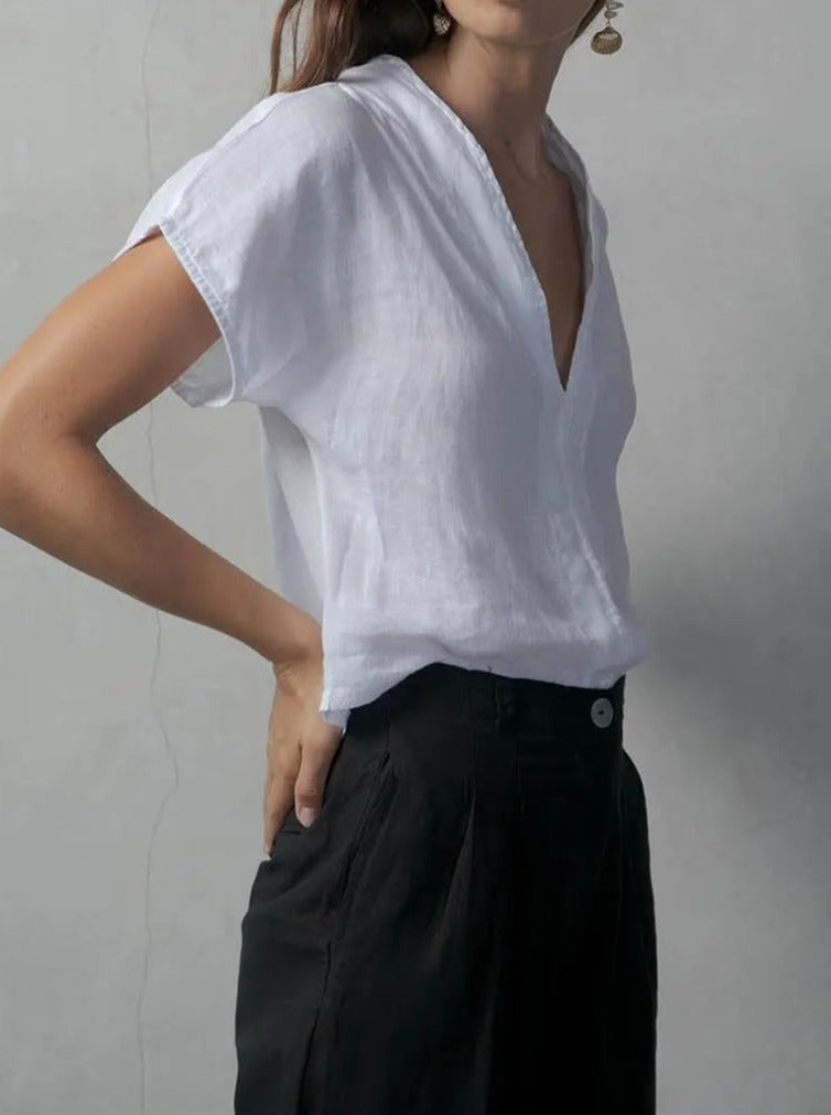 NTG Fad Shirts & Tops Collo Alto Linen Top -（Hand Made）