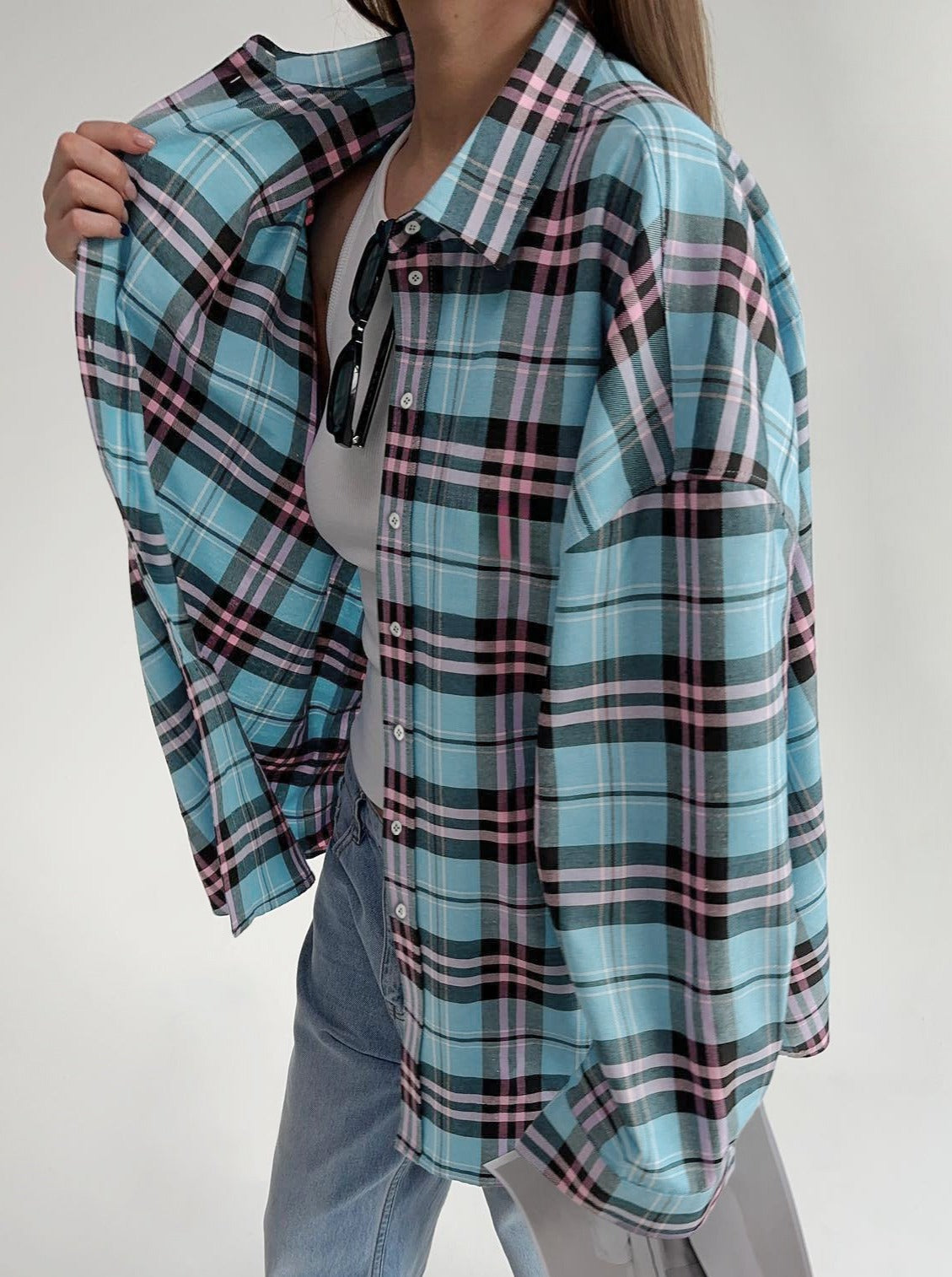 NTG Fad Shirts & Tops New casual loose design plaid shirt