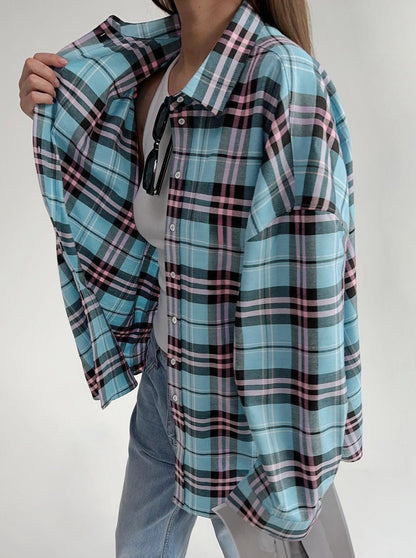 NTG Fad Shirts & Tops New casual loose design plaid shirt