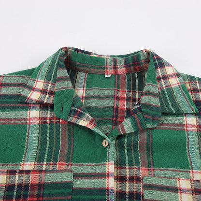 NTG Fad Shirts & Tops New long-sleeved retro plaid design loose casual shirt