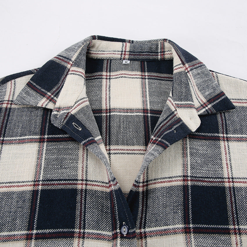 NTG Fad Shirts & Tops New pure cotton plaid loose versatile long-sleeved shirt