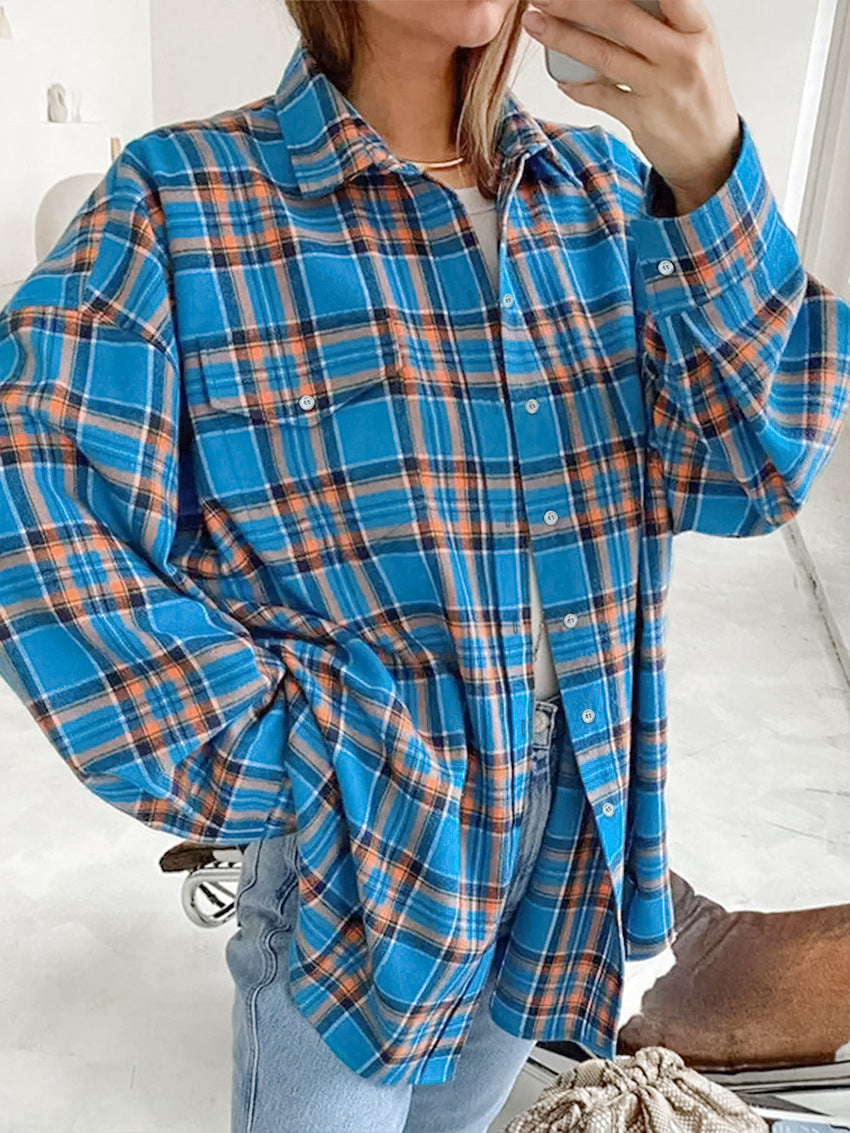 NTG Fad Shirts & Tops Plaid / S Loose Fit Street Style Patterned Blouse