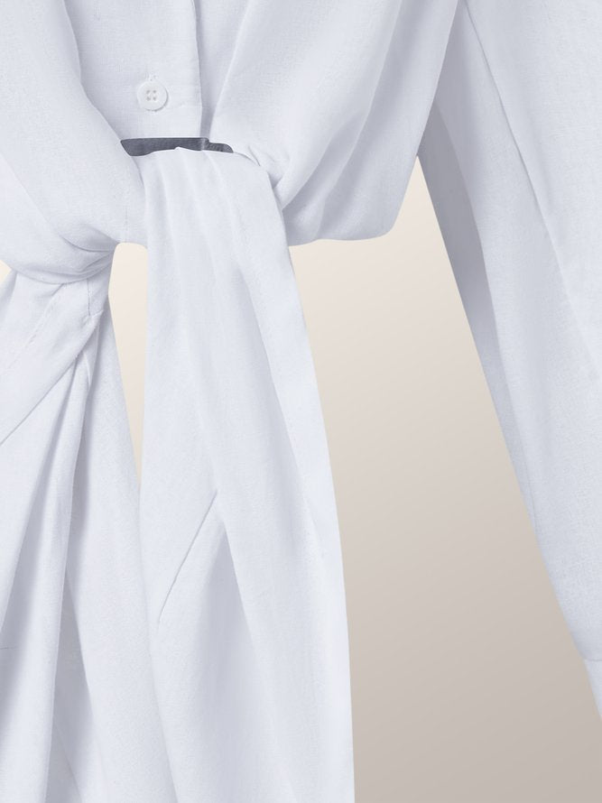 NTG Fad Shirts & Tops Relaxed Long Sleeve Slit Notch Collar Shirt-（Hand Made）