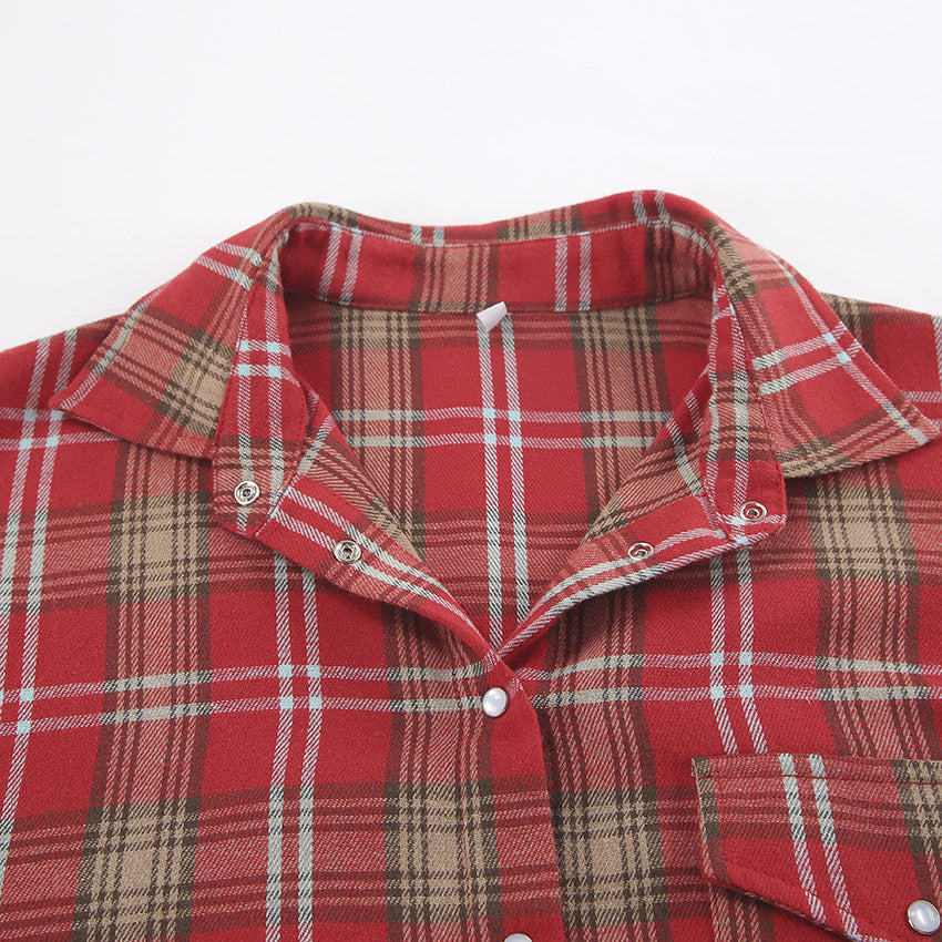 NTG Fad Shirts & Tops Vintage Classic Plaid Lapel Long Sleeve Shirt