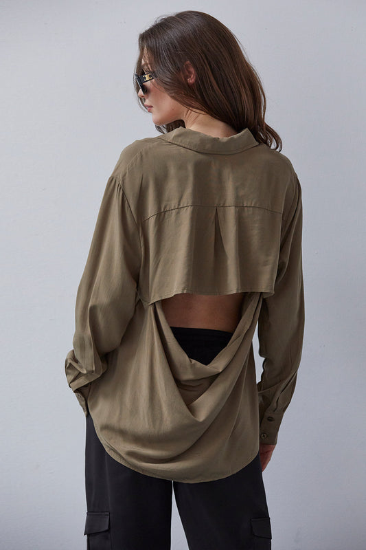 NTG Fad Shirts & Tops XS / Olive Sianna Open Back Shirt (HAND MADE)