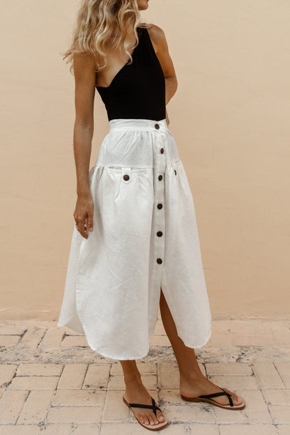 NTG Fad Skirt New Arrival Cotton Linen Pocket Slit Skirt-(Hand Made)