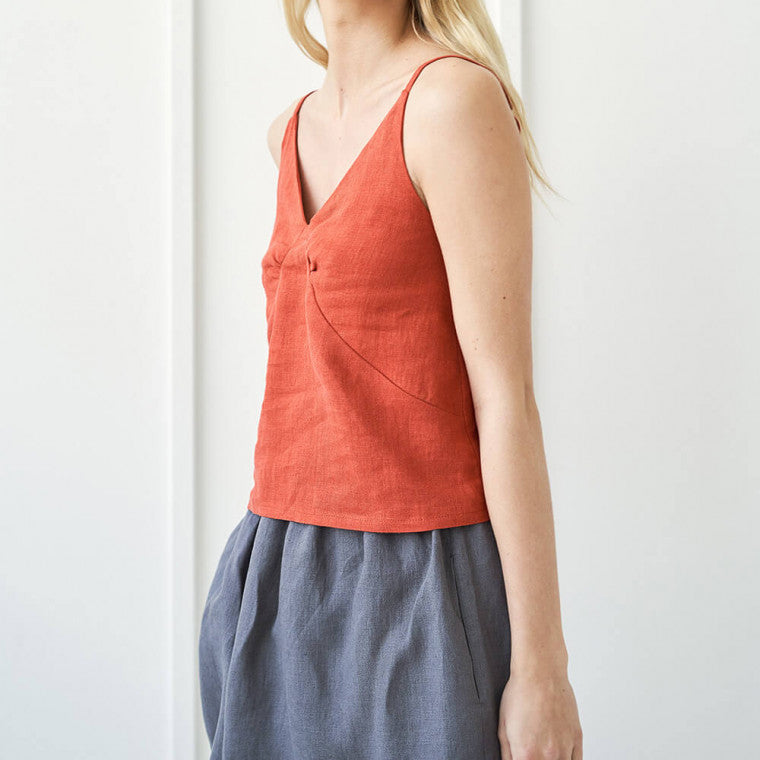 NTG Fad SPAGHETTI STRAP LINEN TOP (Hand Made)