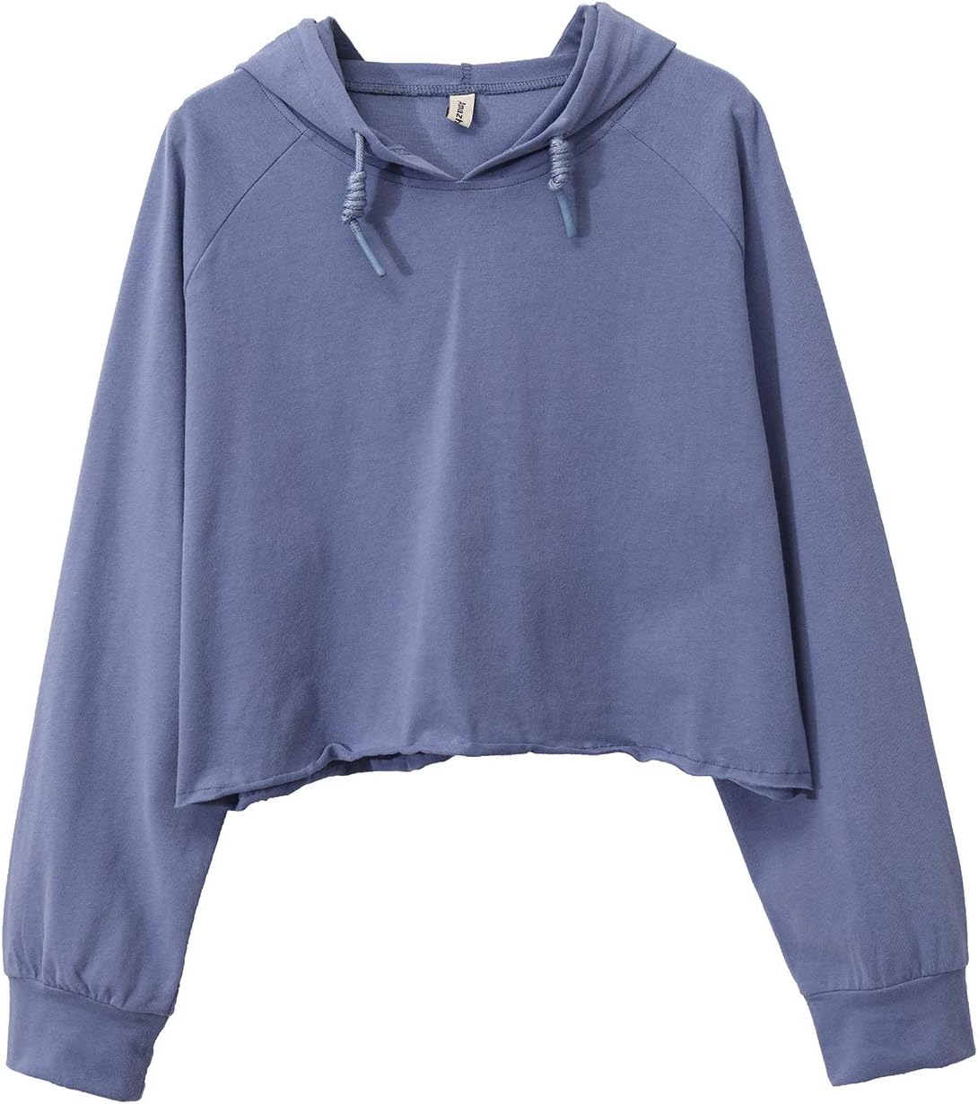 NTG Fad Steel Blue / X-Small Cropped Sweatshirt Casual Pullover Crop Top with Hooded