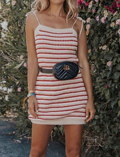 NTG Fad Striped knitted suspender dress