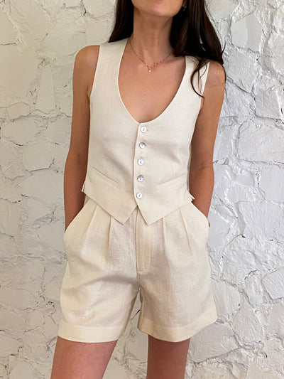 NTG Fad SUIT 0 The Shorts - Ivory Linen-(Hand Make)