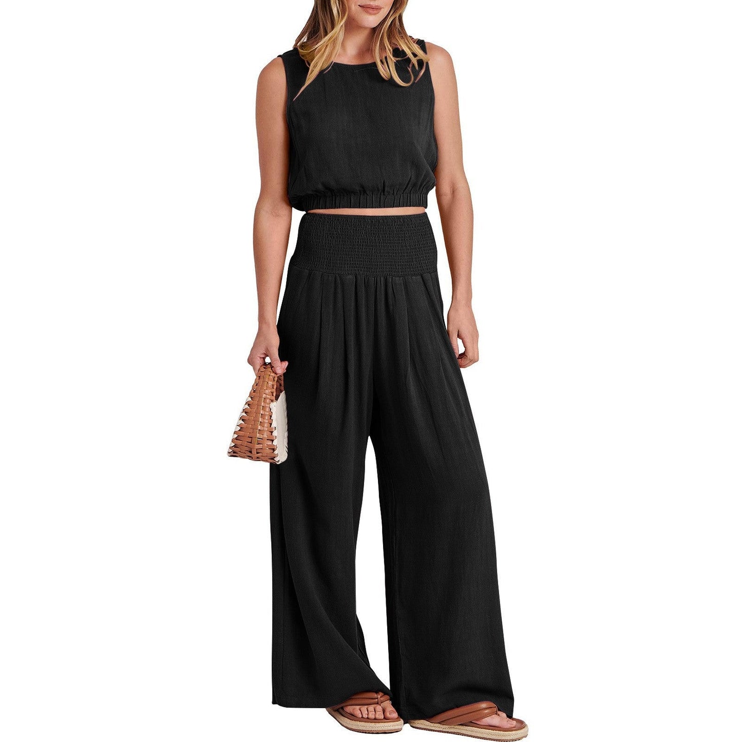 NTG Fad SUIT 898# Black / S Sleeveless Top and Pants Set