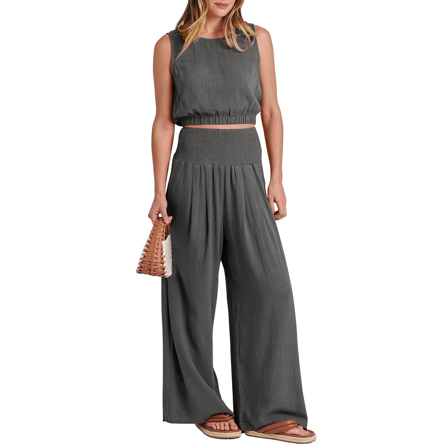 NTG Fad SUIT 898# Gray 66 / S Sleeveless Top and Pants Set