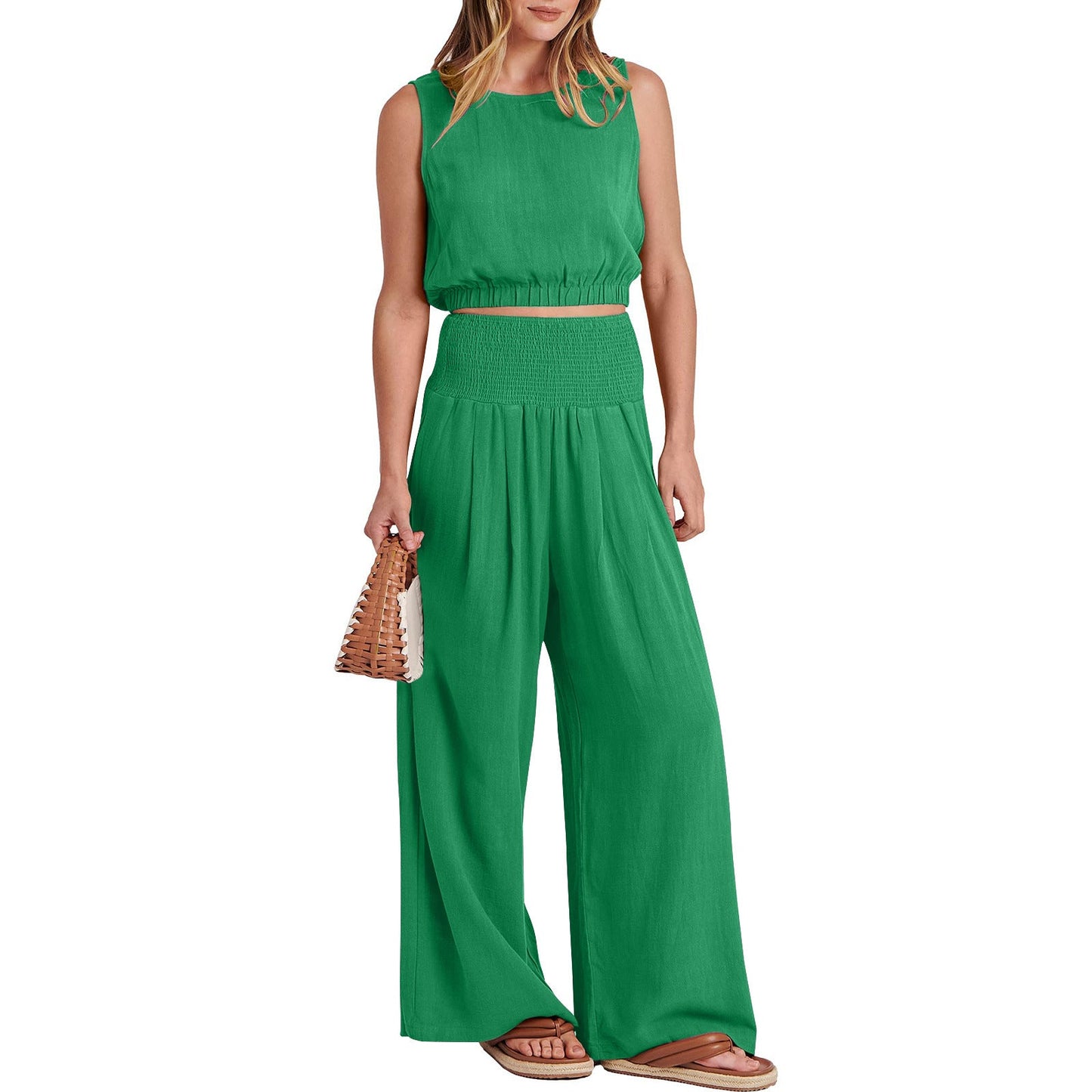 NTG Fad SUIT 898# Green 159 / S Sleeveless Top and Pants Set