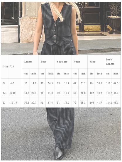 NTG Fad SUIT Black and White Striped Sleeveless Vest and Trousers Suits