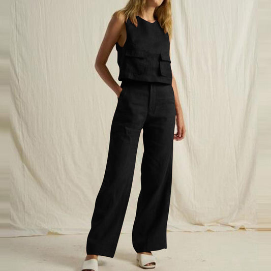 NTG Fad SUIT black / S Sleeveless pocket trousers casual suit