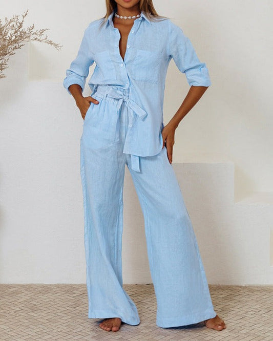 NTG Fad SUIT blue / S long sleeve trousers two piece set