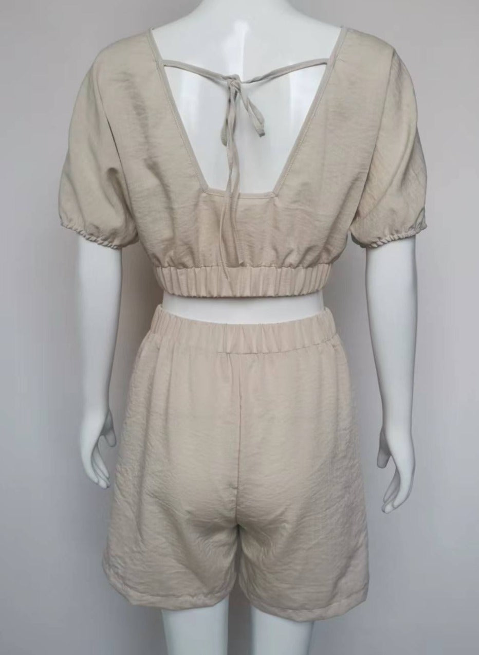 NTG Fad SUIT Cotton and linen halter top and shorts set