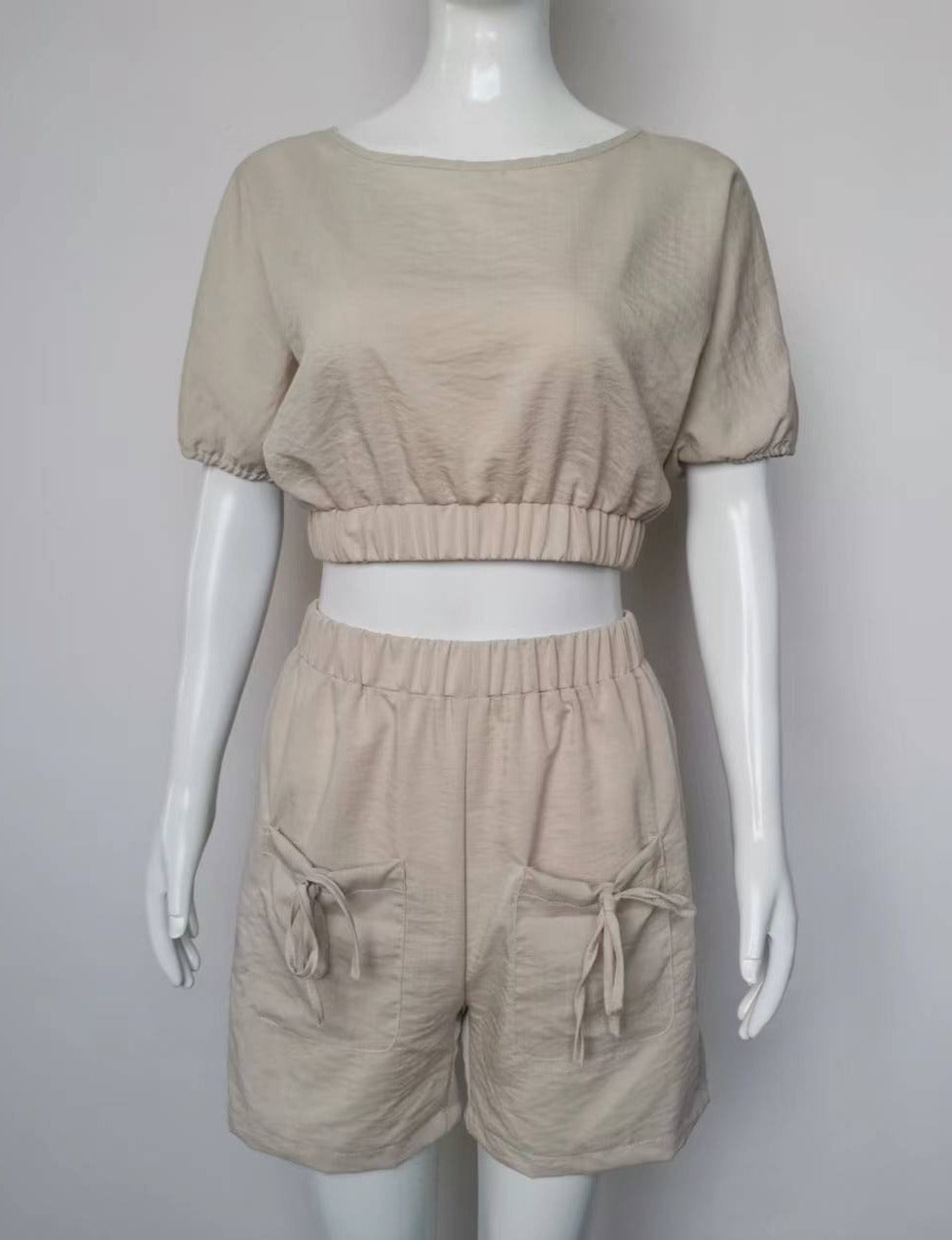 NTG Fad SUIT Cotton and linen halter top and shorts set