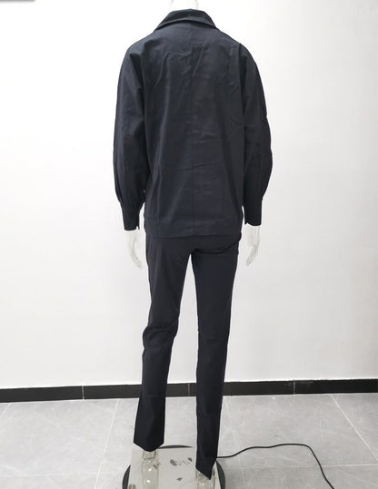 NTG Fad SUIT Cotton linen long sleeve trousers suit
