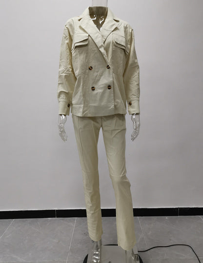 NTG Fad SUIT Cotton linen long sleeve trousers suit