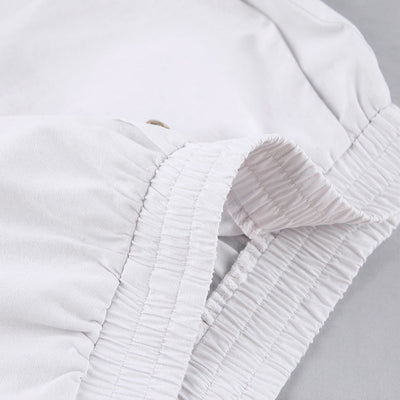 NTG Fad SUIT Cotton linen long-sleeved loose V-neck shorts loose suit
