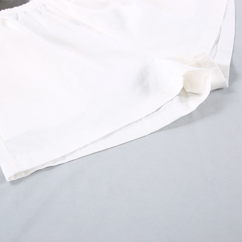 NTG Fad SUIT cotton silk fashion vest V-neck ruffled shorts two-piece set