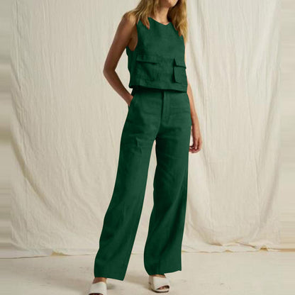 NTG Fad SUIT dark green / S Sleeveless pocket trousers casual suit