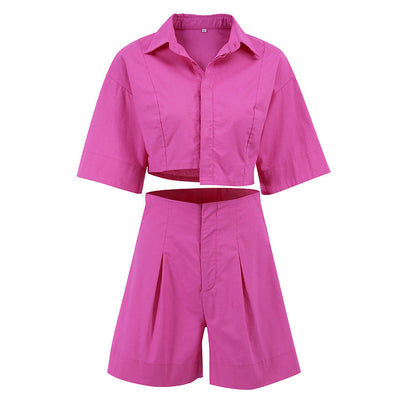 NTG Fad SUIT Irregular Design Shirt Shorts Cotton Linen Casual Suit