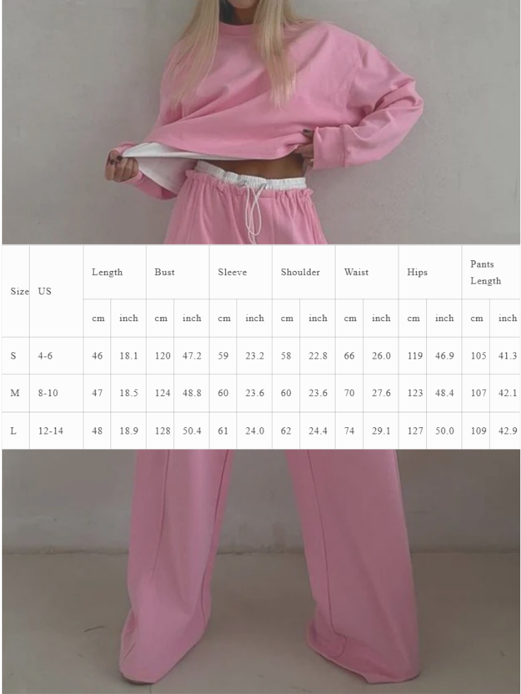 NTG Fad SUIT Long Sleeve Round Neck Contrast Color Sweatshirt Set