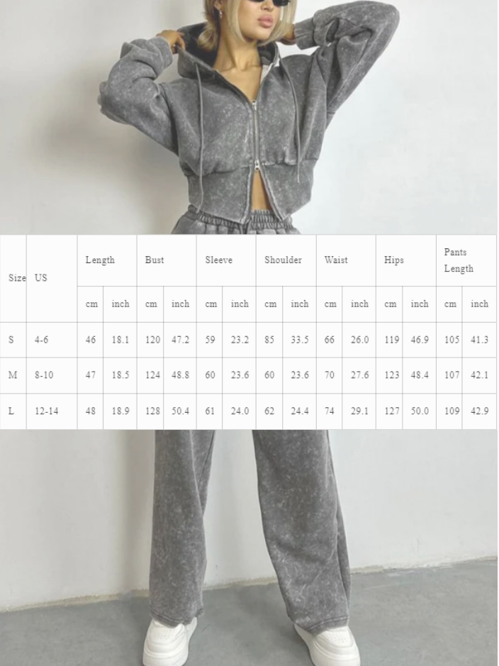 NTG Fad SUIT Long-sleeved Zippered Design Distressed Hooded Sweatshirt Suit