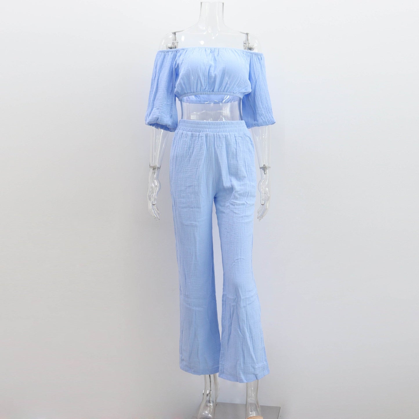 NTG Fad SUIT One word collar top + casual straight pants set