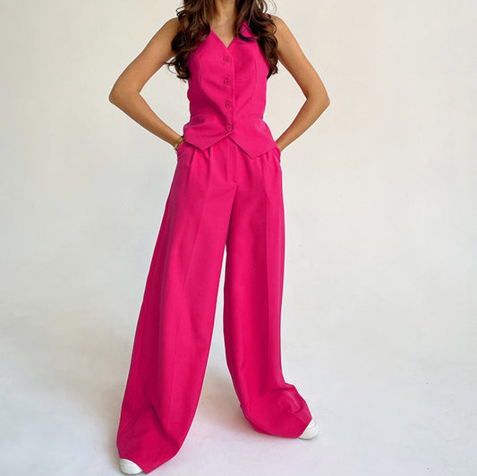 NTG Fad SUIT Pink / S High-end sleeveless vest and trousers two-piece set