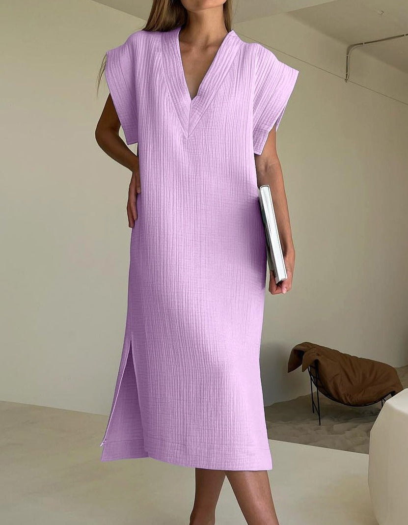 NTG Fad SUIT Purple / S Cotton Sleeveless Slit One-Piece Homewear