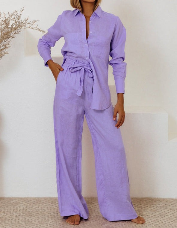 NTG Fad SUIT purple / S long sleeve trousers two piece set