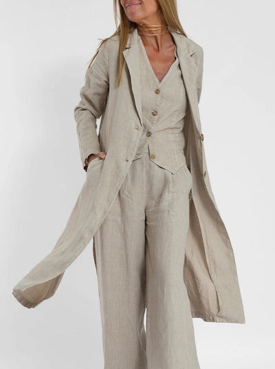 NTG Fad SUIT Splicing vest trousers cotton and linen casual suit